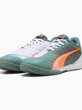 Puma Men's Mint Green, White & Orange Indoor Training Sneakers
